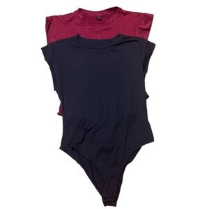 SHEIN Woman’s Large Black and Burgundy  Bodysuit Set.